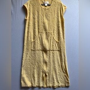 Stan Herman Yellow Terry Cloth Bamboo Zip Front Sleeveless Robe Cover Up